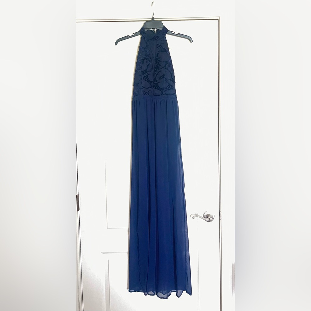 Dark blue halter top jumpsuit
